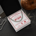 Romantic Cuban Link Chain Necklace for Soulmate, Boyfriend, or Husband – Sentimental "My Man" Gift Card