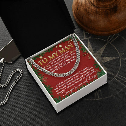 Gift for My Man - Never Change - Cuban Link Chain Necklace - Mallard Moon Gift Shop