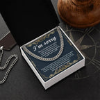 Apology Gift “I’m Sorry” Cuban Link Chain Men’s Necklace with Message Card | Forgiveness Jewelry for Boyfriend or Husband