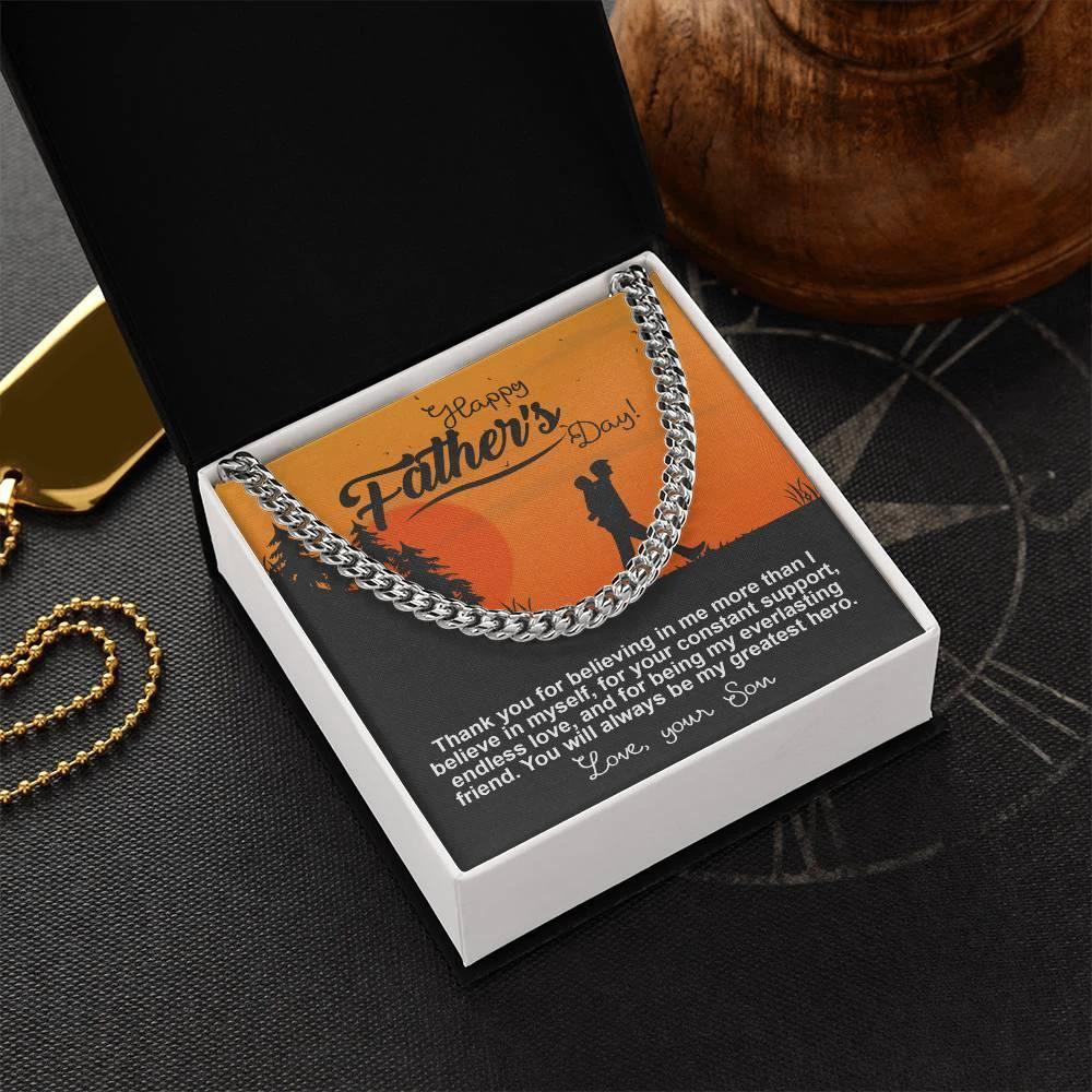 Dad - My Greatest Hero Cuban Chain Link Necklace with Gift Box