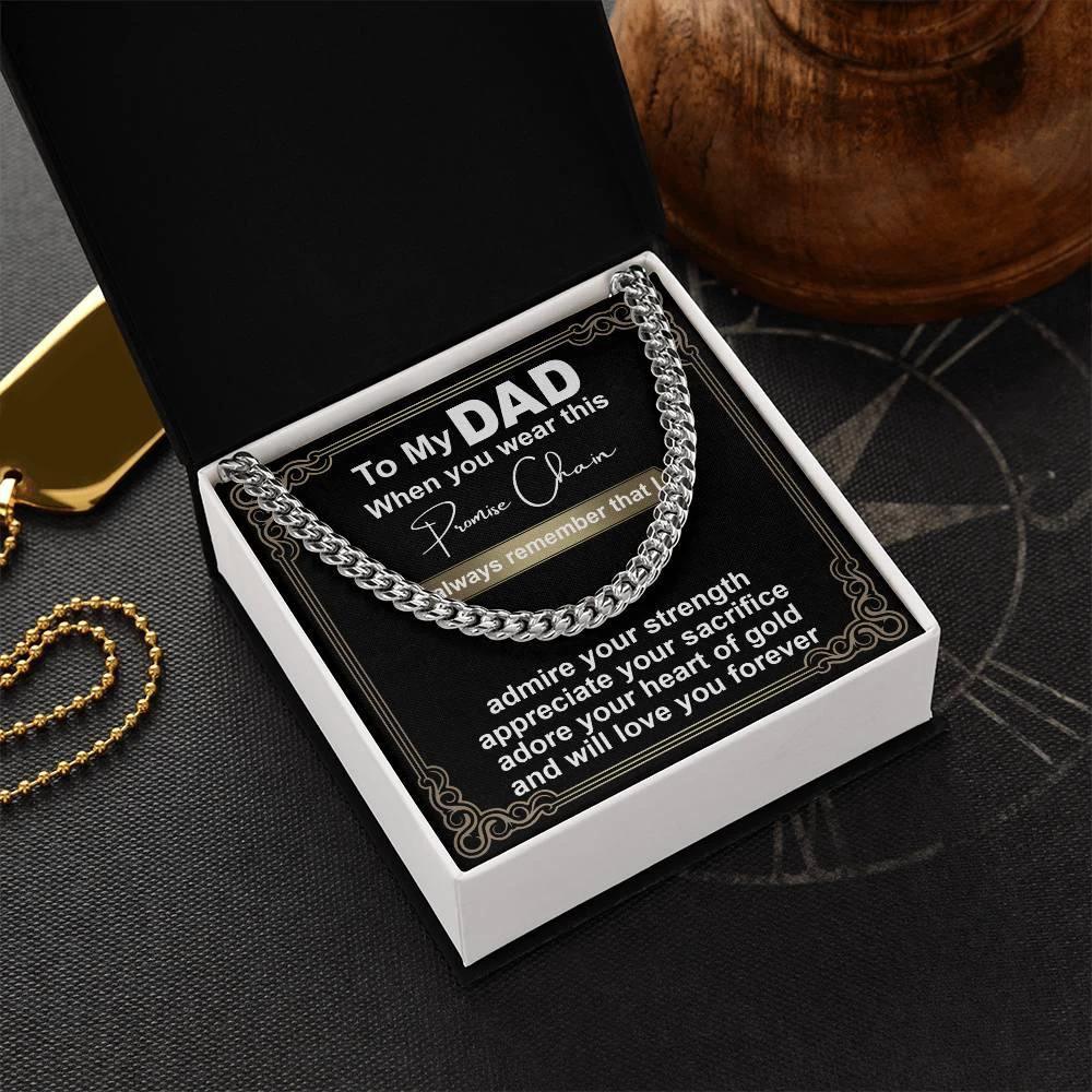 Gift for Dad - Promise Chain Cuban Chain Link Necklace with Gift Box