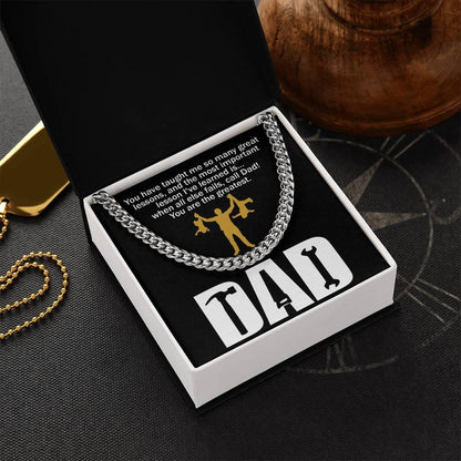 Dad Gift-When All Else Fails, Call Dad Cuban Chain Link Necklace with Gift Box - Mallard Moon Gift Shop