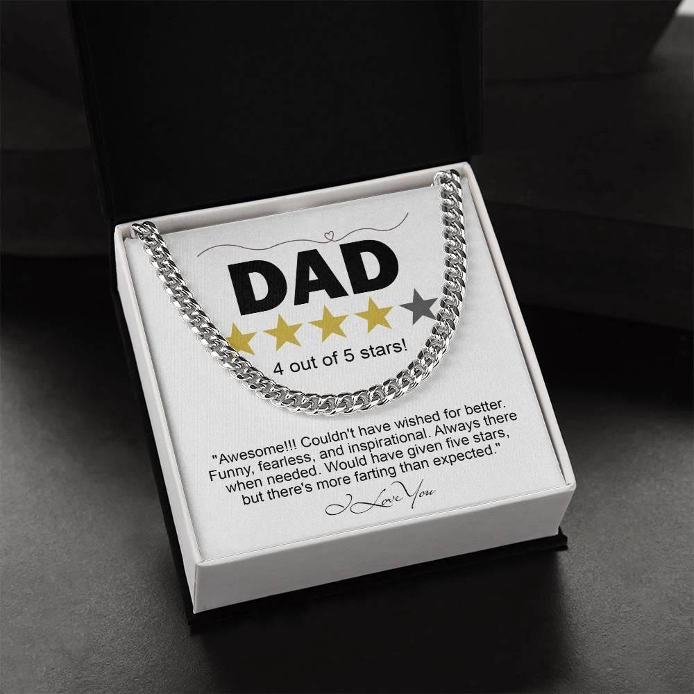 Funny Gift for Dad-Four out of Five Stars Cuban Chain Link Necklace with Gift Box