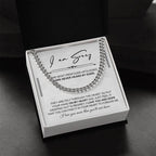 Apology Gift for Him “I’m Truly Sorry” Cuban Chain Necklace with Message Card | Forgiveness Jewelry for Him