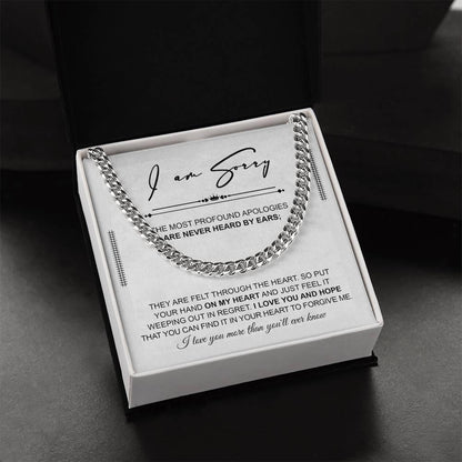 Apology Gift for Him - Sorry - Weeping In Regret - Cuban Link Chain Necklace - Mallard Moon Gift Shop