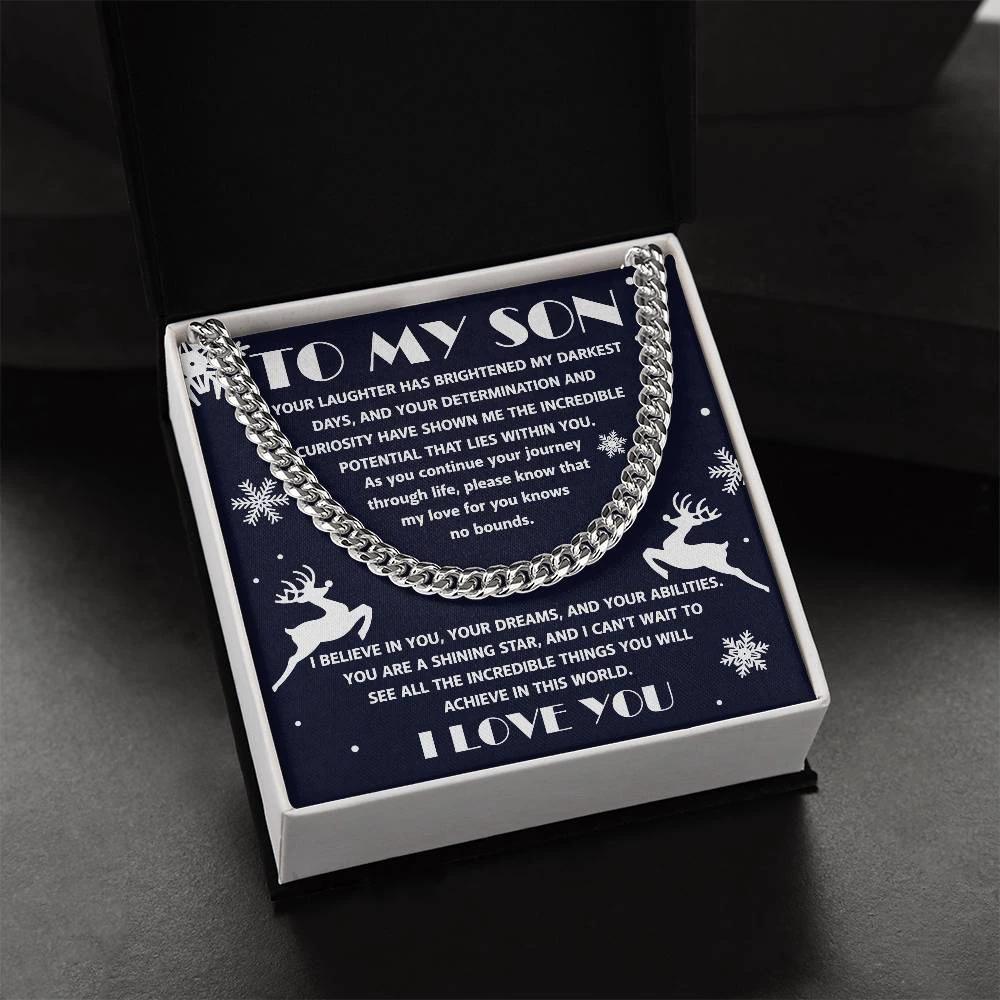 Gift for your Son - I Believe in You - Cuban Chain Link Necklace
