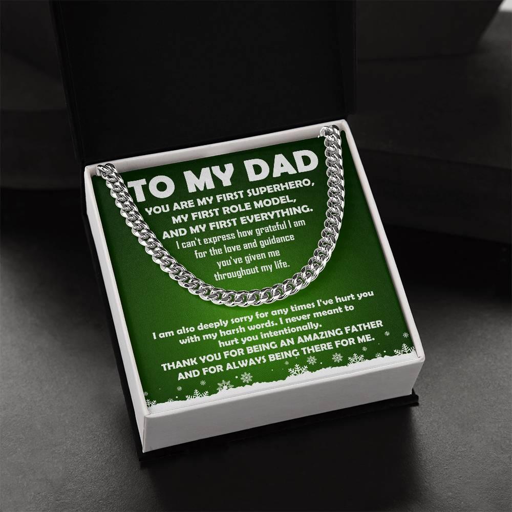 To My Dad - My First Superhero - Cuban Link Necklace - Mallard Moon Gift Shop