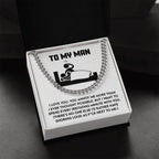Gift for Husband, Boyfriend, or Soulmate - Cuban Chain Necklace with Funny 'To My Man' Message Card