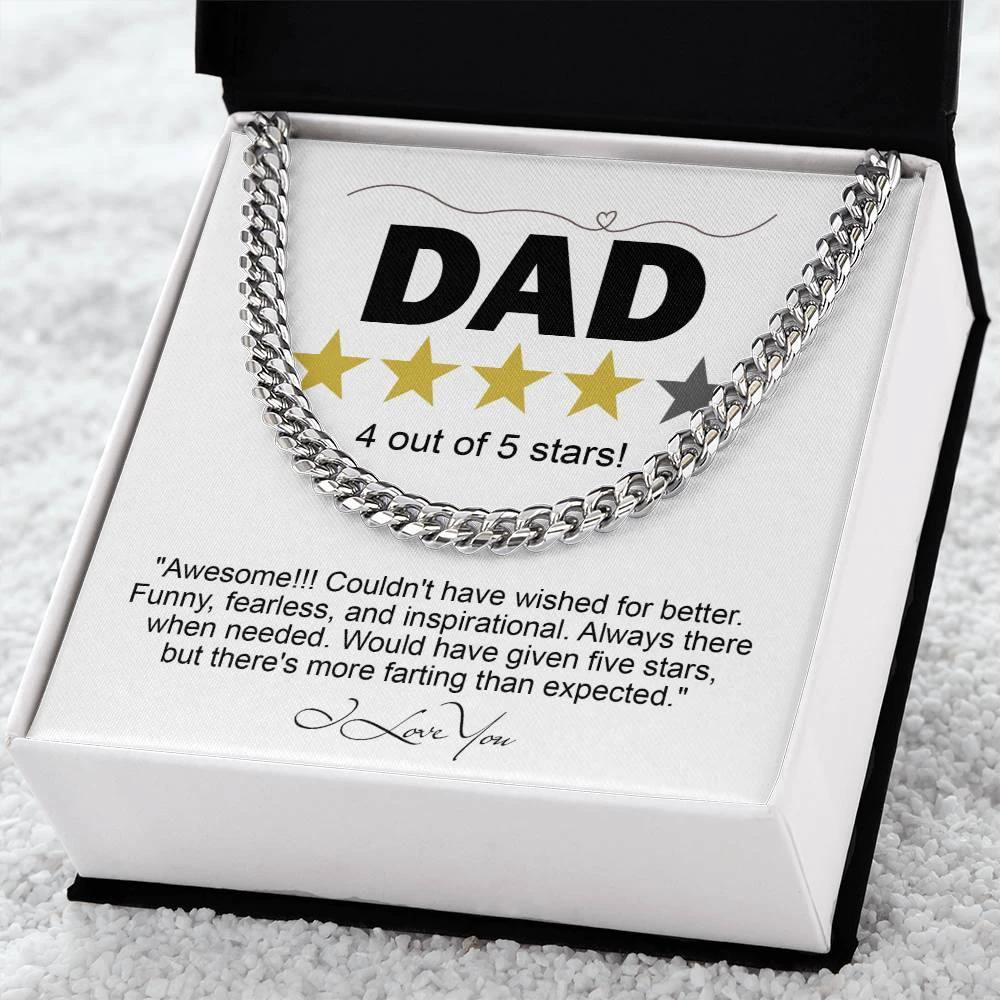 Funny Gift for Dad-Four out of Five Stars Cuban Chain Link Necklace with Gift Box