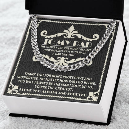 To My Dad You're the Greatest Cuban Chain Link Necklace - Mallard Moon Gift Shop