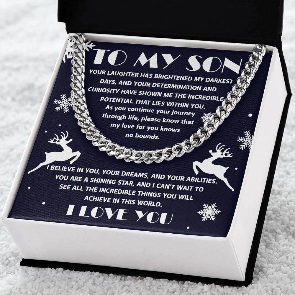 Gift for your Son - I Believe in You - Cuban Chain Link Necklace