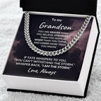Grandson Jewelry Whisper Back "I Am The Storm" Graduation Birthday Holiday Personalized Cuban Chain Link Necklace With Gift Box