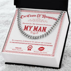 Romantic Cuban Link Chain Necklace for Soulmate, Boyfriend, or Husband – Sentimental "My Man" Gift Card