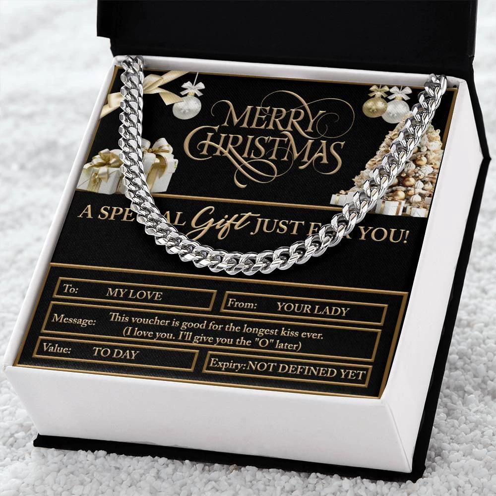Gift for My Man - Christmas Voucher - Cuban Link Chain Necklace
