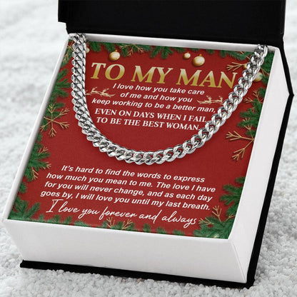 Gift for My Man - Never Change - Cuban Link Chain Necklace - Mallard Moon Gift Shop
