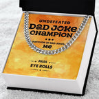 Dad Gift -Dad Joke Champion Cuban Chain Link Necklace with Gift Box
