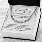 Apology Gift for Him “I’m Truly Sorry” Cuban Chain Necklace with Message Card | Forgiveness Jewelry for Him