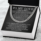To My Love – Cuban Link Chain with Long Distance Message Card | Romantic Gift for Him Across the Miles