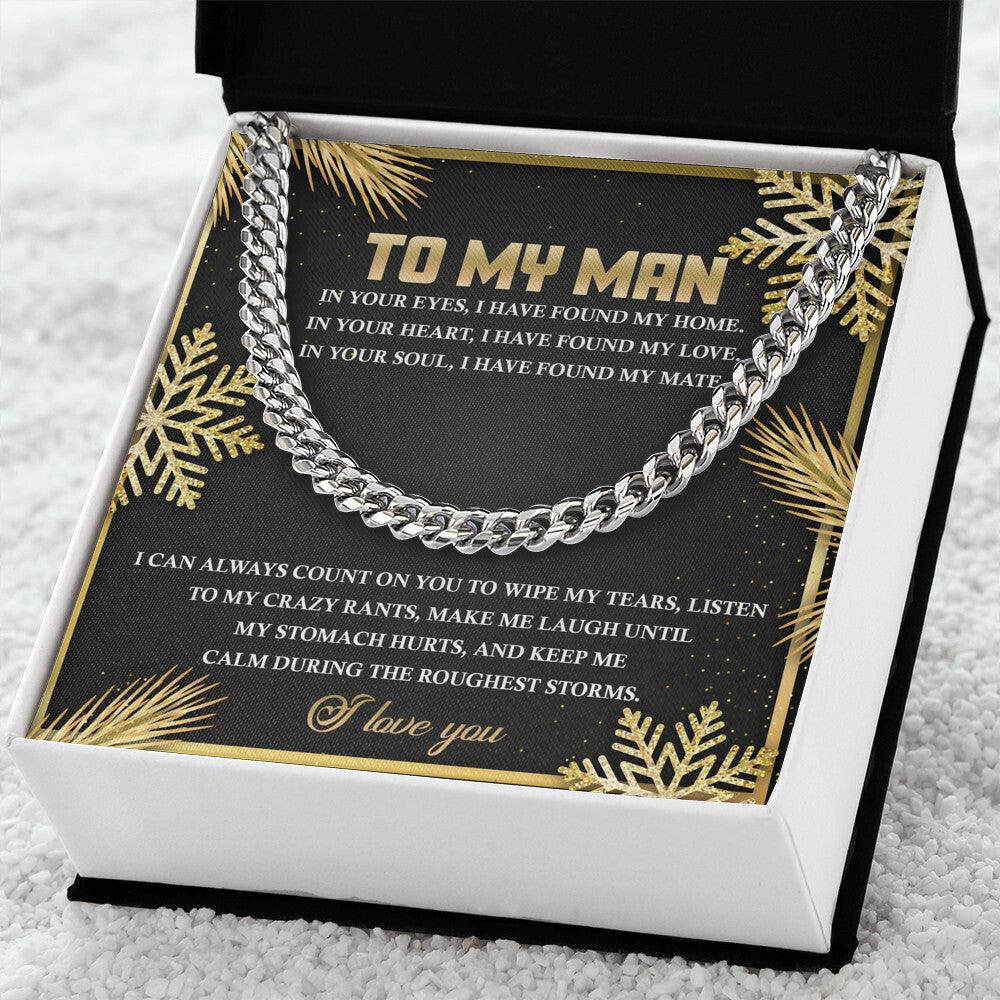 Gift for My Man - Found My Home - Cuban Link Chain Necklace - Mallard Moon Gift Shop