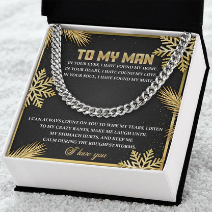 Gift for My Man - Found My Home - Cuban Link Chain Necklace - Mallard Moon Gift Shop