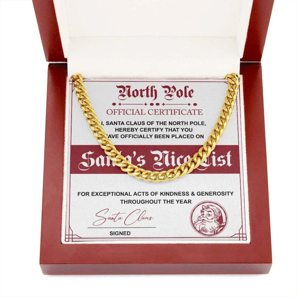Nice List - Santa Claus - Cuban Link Chain Necklace
