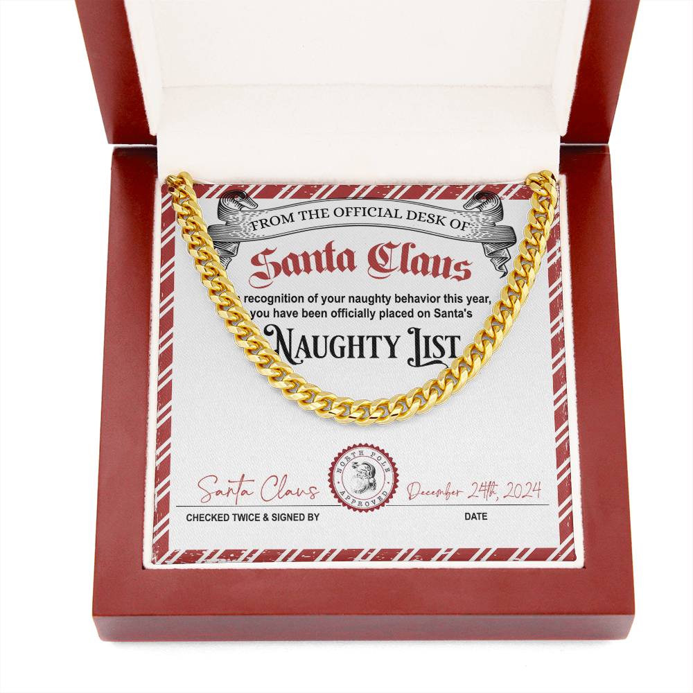 Naughty List Naughty Behavior - Cuban Link Chain Necklace - Mallard Moon Gift Shop