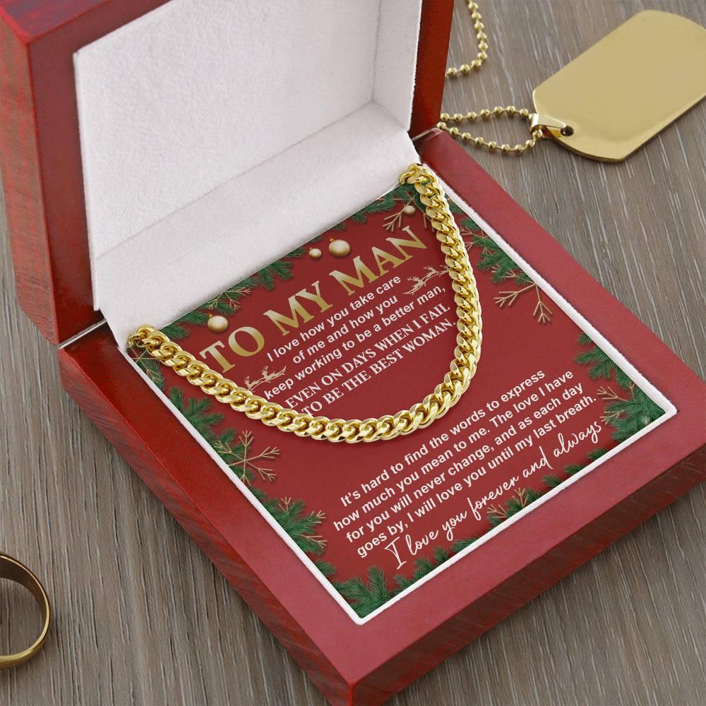 Gift for My Man - Never Change - Cuban Link Chain Necklace - Mallard Moon Gift Shop