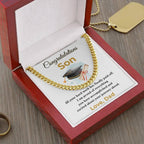 Son Personalized Graduation Gift - Your Hard Work Has Finally Paid Off - Cuban Chain Link Necklace with Message Card and Gift Box