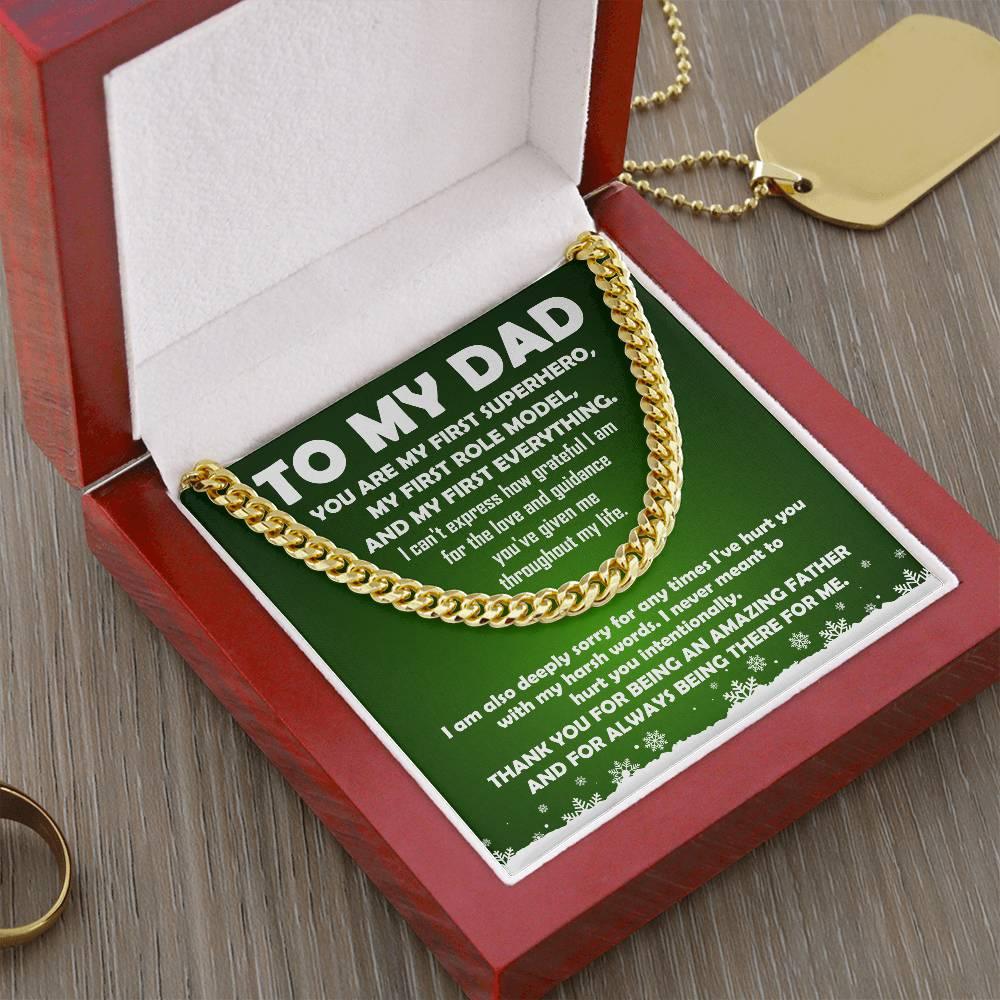 To My Dad - My First Superhero - Cuban Link Necklace - Mallard Moon Gift Shop