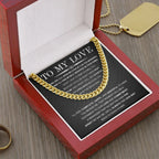 To My Love – Cuban Link Chain with Long Distance Message Card | Romantic Gift for Him Across the Miles