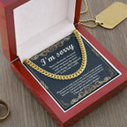 Apology Gift “I’m Sorry” Cuban Link Chain Men’s Necklace with Message Card | Forgiveness Jewelry for Boyfriend or Husband