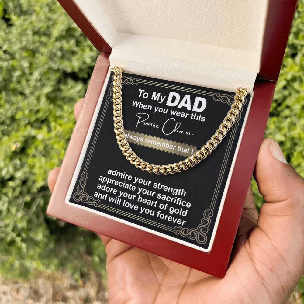 Gift for Dad - Promise Chain Cuban Chain Link Necklace with Gift Box