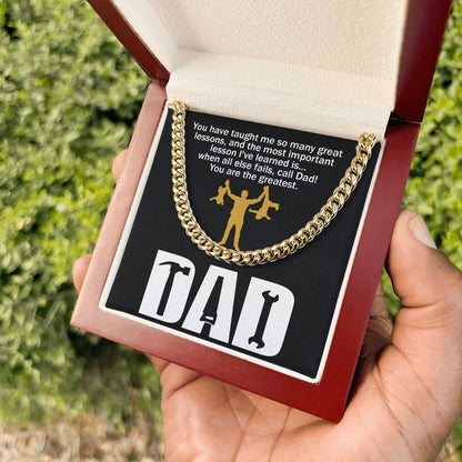 Dad Gift-When All Else Fails, Call Dad Cuban Chain Link Necklace with Gift Box - Mallard Moon Gift Shop