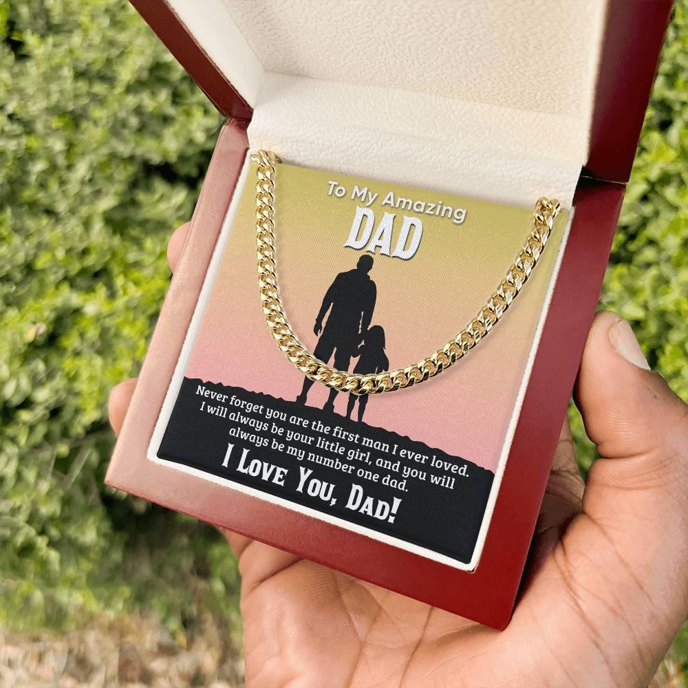 Gift For Dad I Will Always Be Your Little Girl Cuban Chain Link Necklace with Gift Box - Mallard Moon Gift Shop