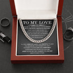 To My Love – Cuban Link Chain with Long Distance Message Card | Romantic Gift for Him Across the Miles