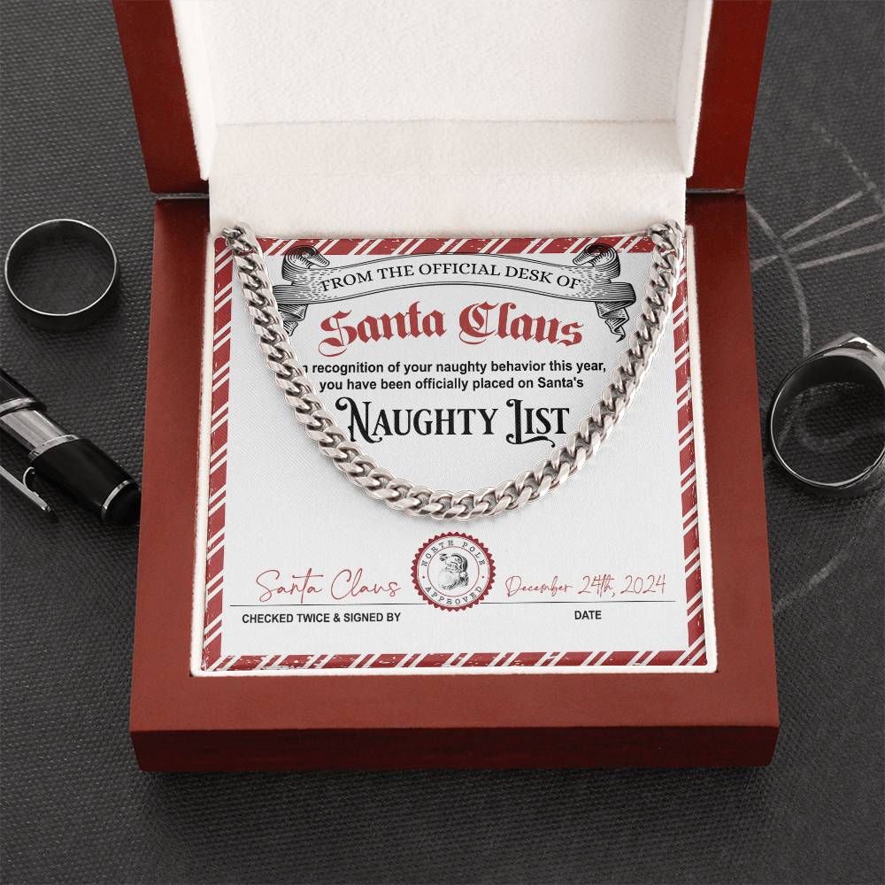 Naughty List Naughty Behavior - Cuban Link Chain Necklace - Mallard Moon Gift Shop