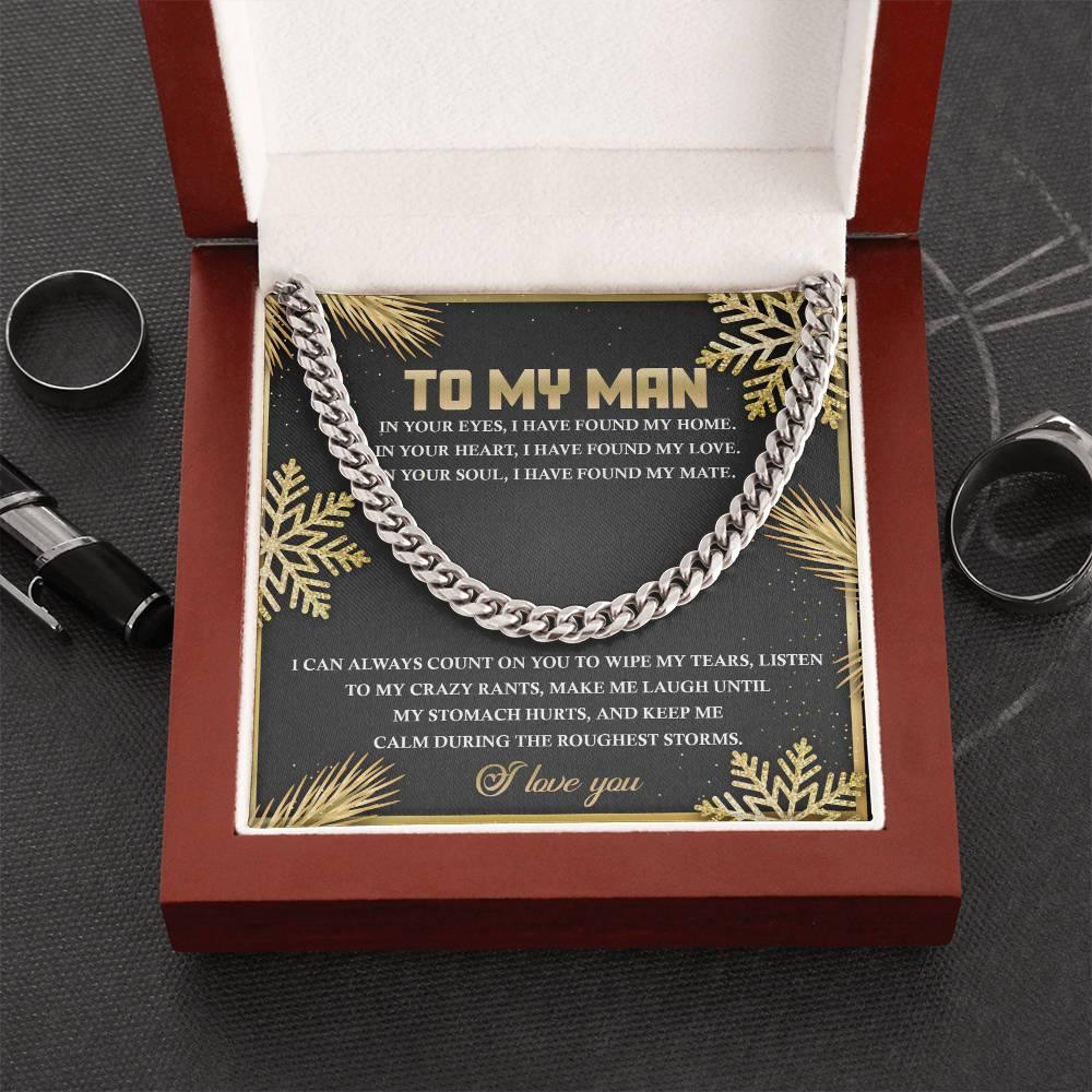 Gift for My Man - Found My Home - Cuban Link Chain Necklace - Mallard Moon Gift Shop