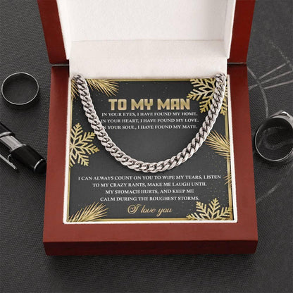 Gift for My Man - Found My Home - Cuban Link Chain Necklace - Mallard Moon Gift Shop
