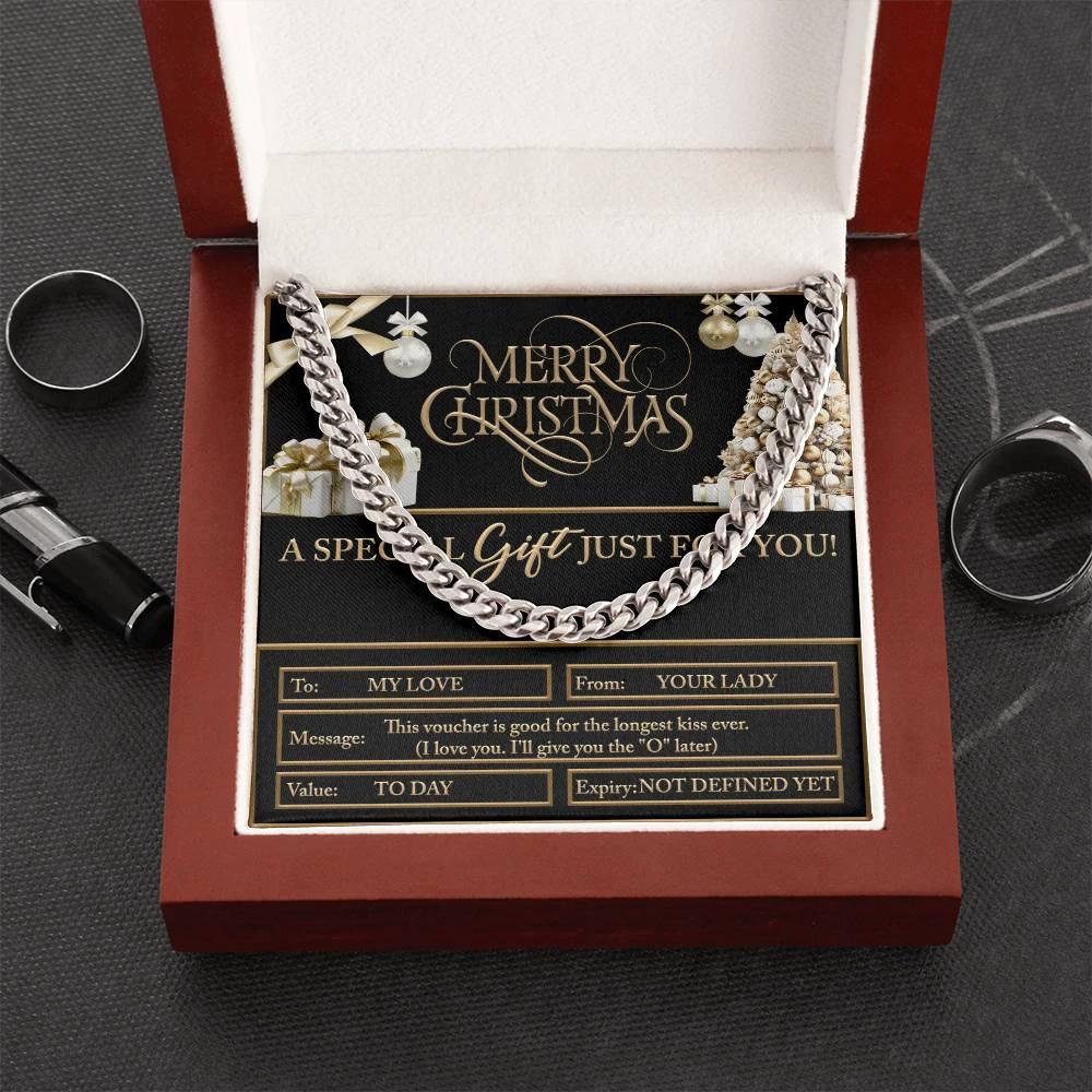 Gift for My Man - Christmas Voucher - Cuban Link Chain Necklace