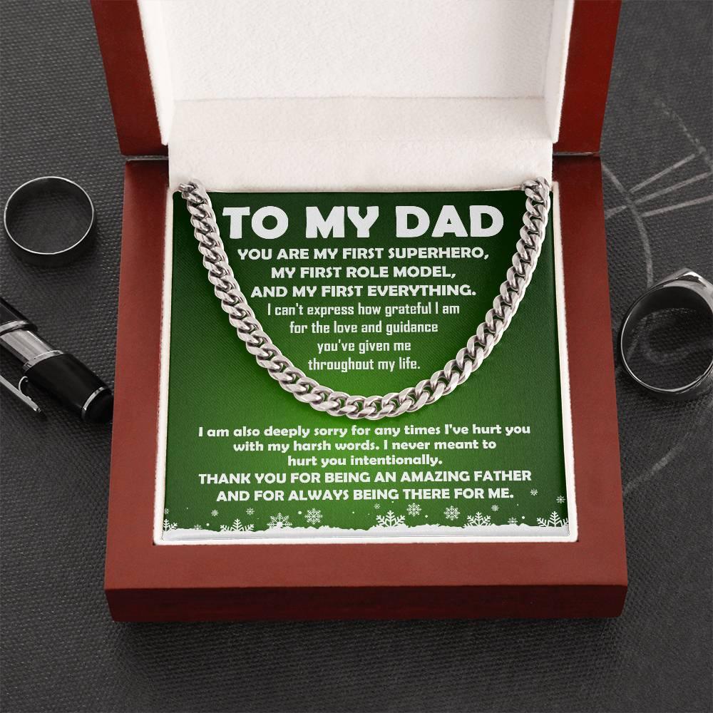 To My Dad - My First Superhero - Cuban Link Necklace - Mallard Moon Gift Shop