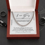 Apology Gift for Him “I’m Truly Sorry” Cuban Chain Necklace with Message Card | Forgiveness Jewelry for Him