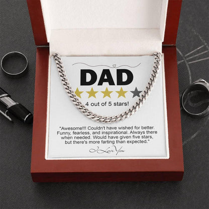 Funny Gift for Dad-Four out of Five Stars Cuban Chain Link Necklace with Gift Box - Mallard Moon Gift Shop