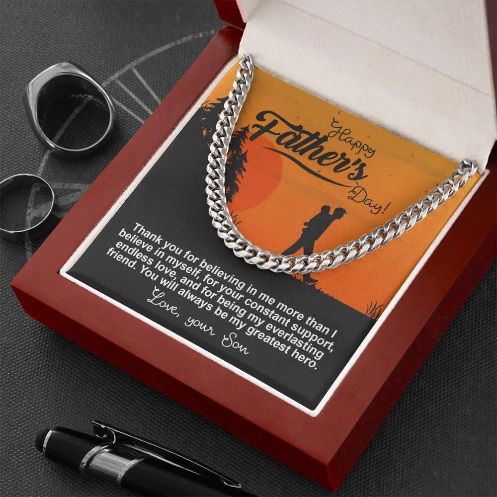 Dad - My Greatest Hero Cuban Chain Link Necklace with Gift Box