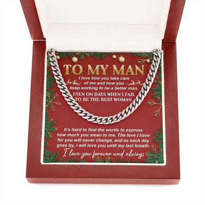 Gift for My Man - Never Change - Cuban Link Chain Necklace - Mallard Moon Gift Shop