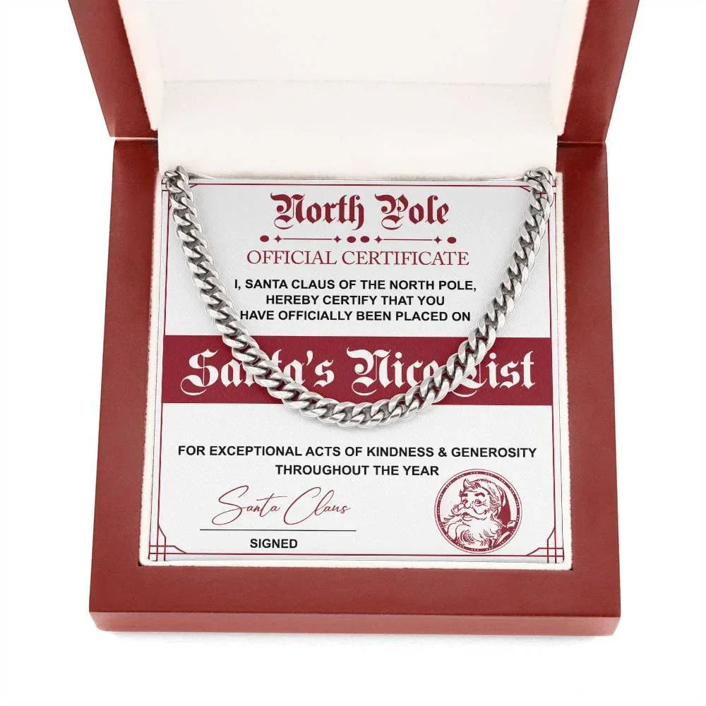 Nice List - Santa Claus - Cuban Link Chain Necklace