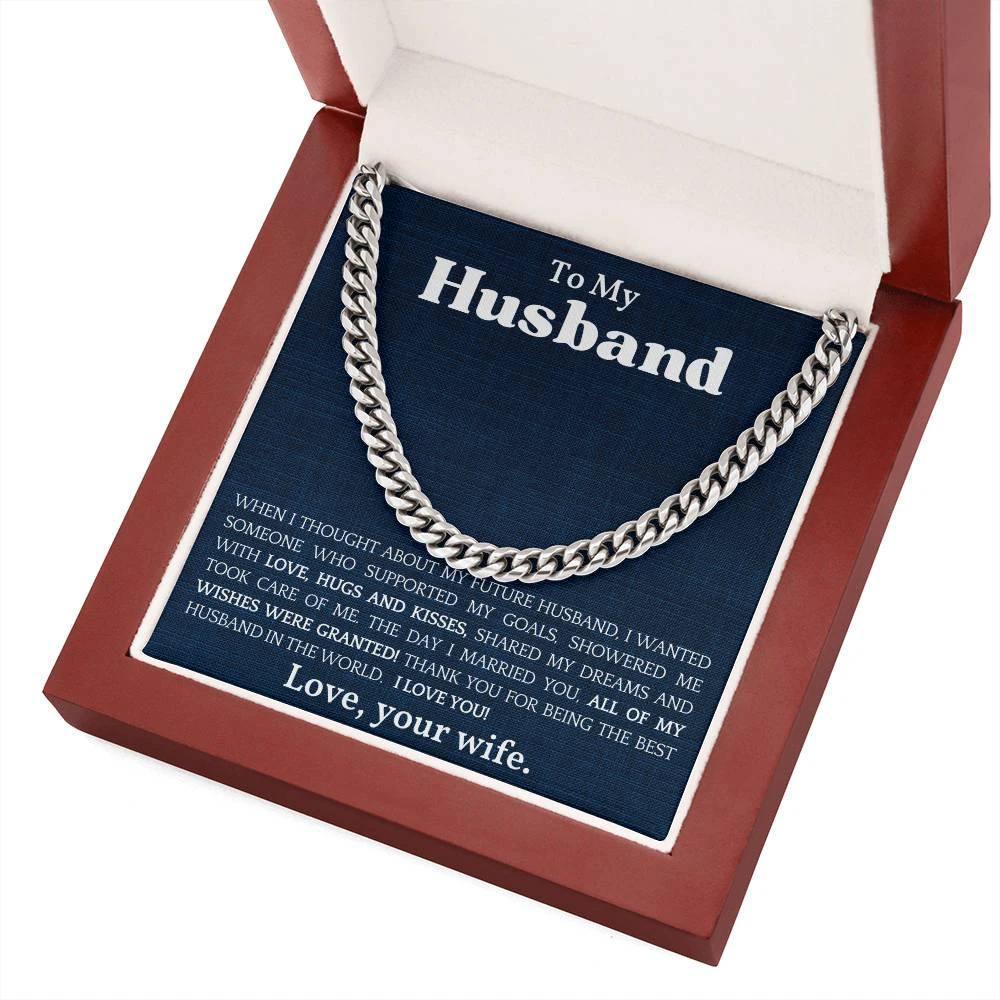 To The Best Husband In The World Cuban Link Chain Necklace