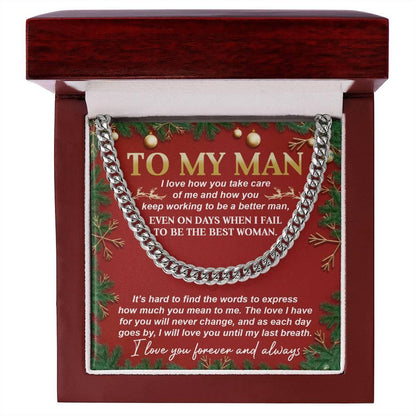 Gift for My Man - Never Change - Cuban Link Chain Necklace - Mallard Moon Gift Shop