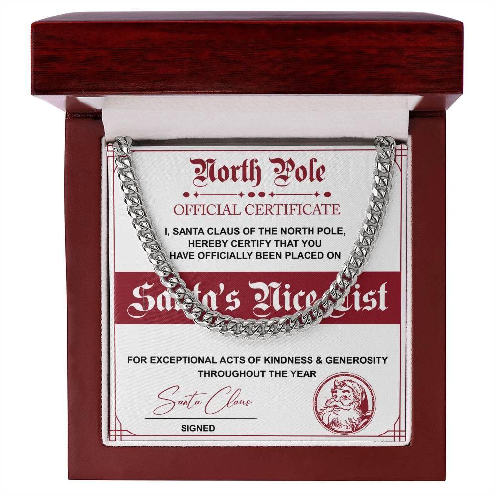 Nice List - Santa Claus - Cuban Link Chain Necklace