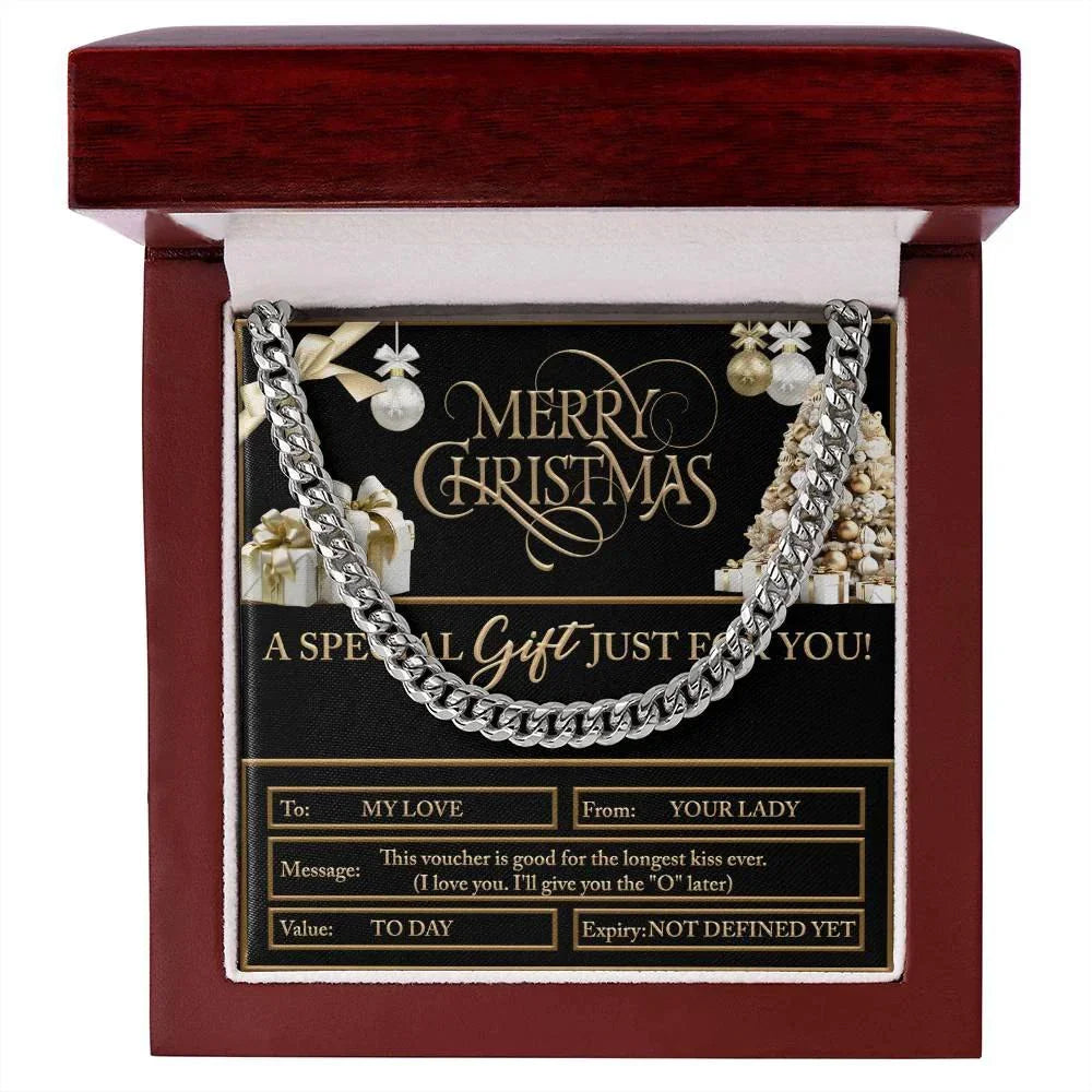 Gift for My Man - Christmas Voucher - Cuban Link Chain Necklace