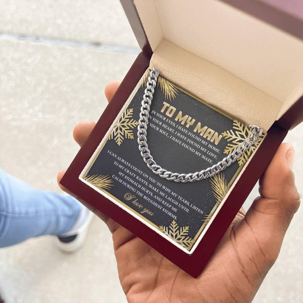 Gift for My Man - Found My Home - Cuban Link Chain Necklace - Mallard Moon Gift Shop